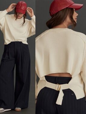 NWT Anthropologie Pilcro Buckled Open Back Sweater